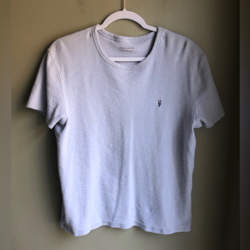AllSaints Men's Light Grey Crew Neck Slim T-Shirt Size: L